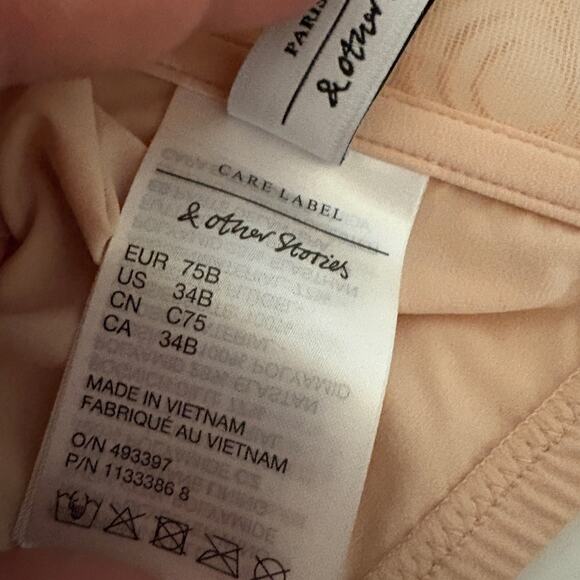 & Other Stories Size 34B Lace Bustier Underwired Bra Pink Adjustable Straps - Picture 9 of 9
